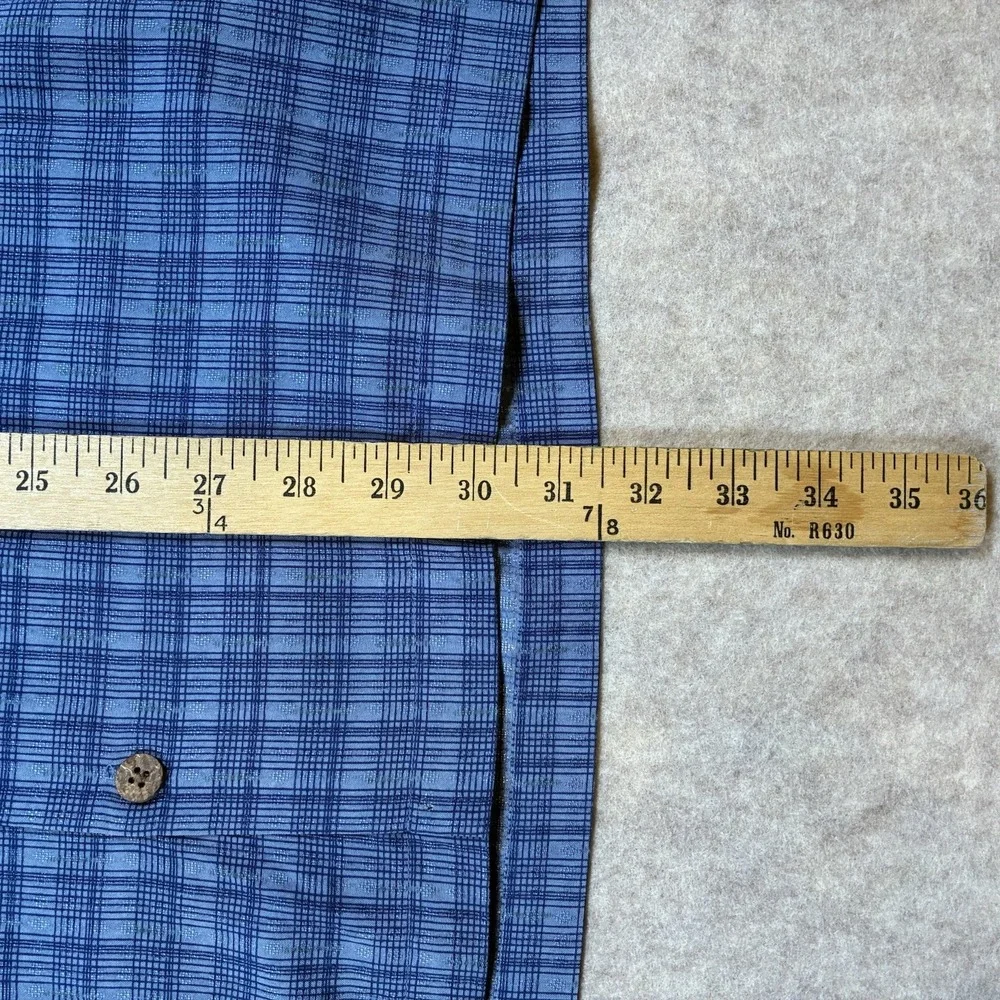 Tommy Bahama Men's L Blue Plaid Silk Button Up Shirt Resortwear Island Casual